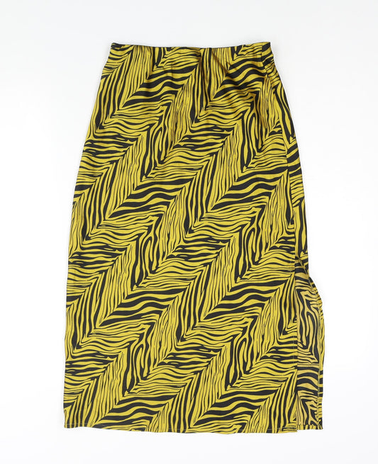 Nasty Gal Womens Yellow Geometric Polyester A-Line Skirt Size 8 - Side Slit