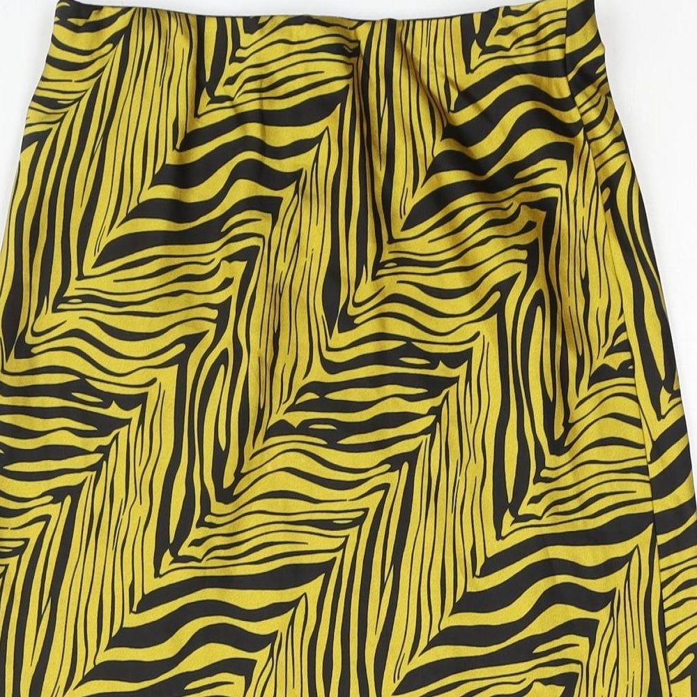 Nasty Gal Womens Yellow Geometric Polyester A-Line Skirt Size 8 - Side Slit
