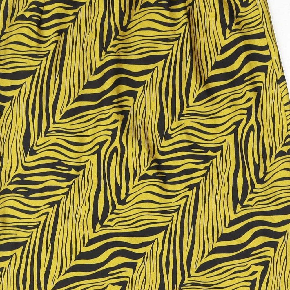 Nasty Gal Womens Yellow Geometric Polyester A-Line Skirt Size 8 - Side Slit