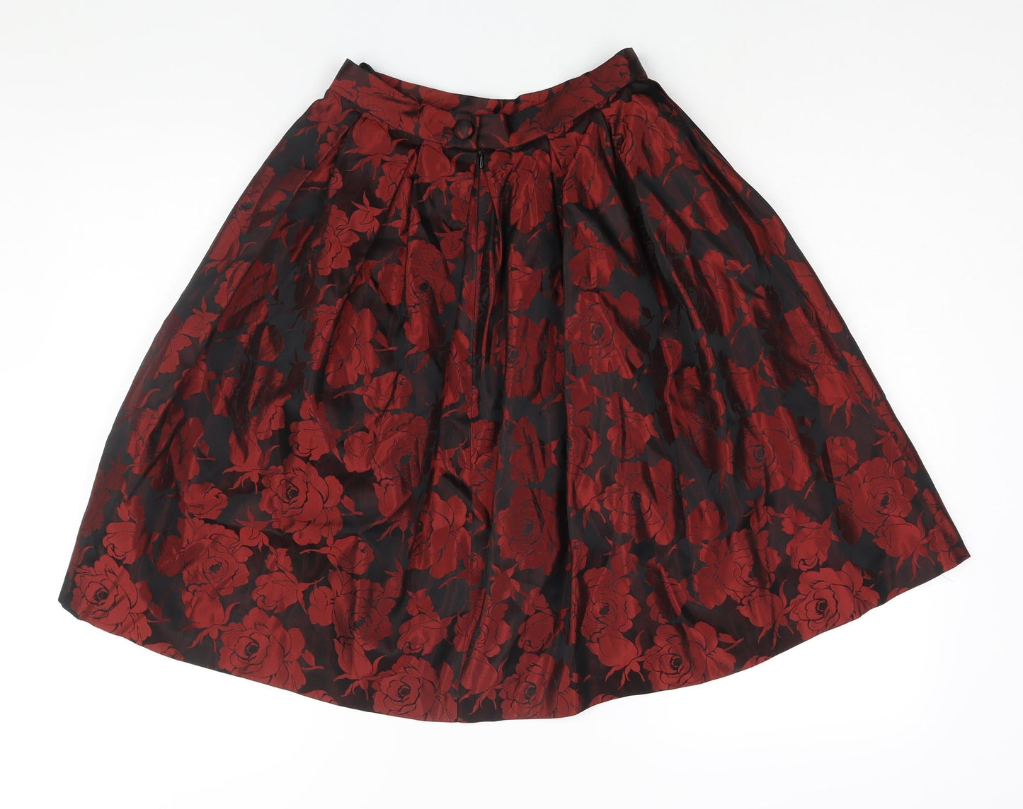 KJ Classics Womens Red Floral Acetate A-Line Skirt Size 24 in Drawstring