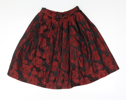 KJ Classics Womens Red Floral Acetate A-Line Skirt Size 24 in Drawstring
