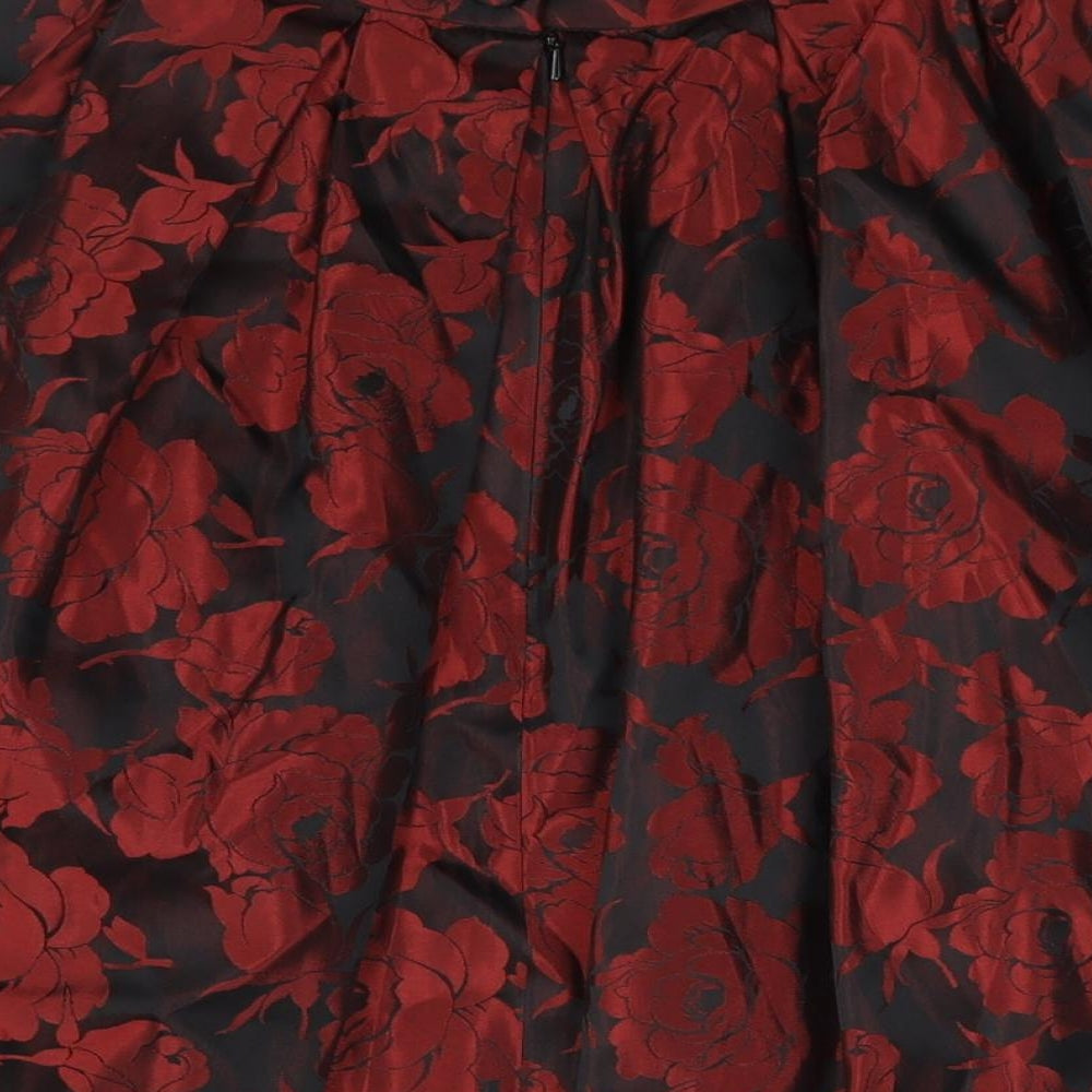 KJ Classics Womens Red Floral Acetate A-Line Skirt Size 24 in Drawstring