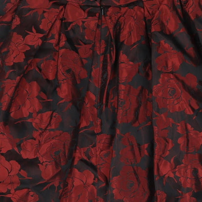 KJ Classics Womens Red Floral Acetate A-Line Skirt Size 24 in Drawstring