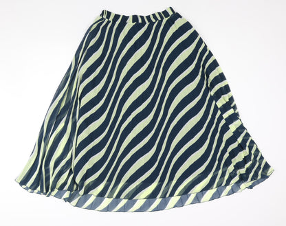 Marks and Spencer Womens Multicoloured Geometric Polyester Pleated Skirt Size 8