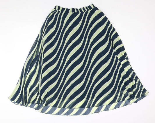Marks and Spencer Womens Multicoloured Geometric Polyester Pleated Skirt Size 8