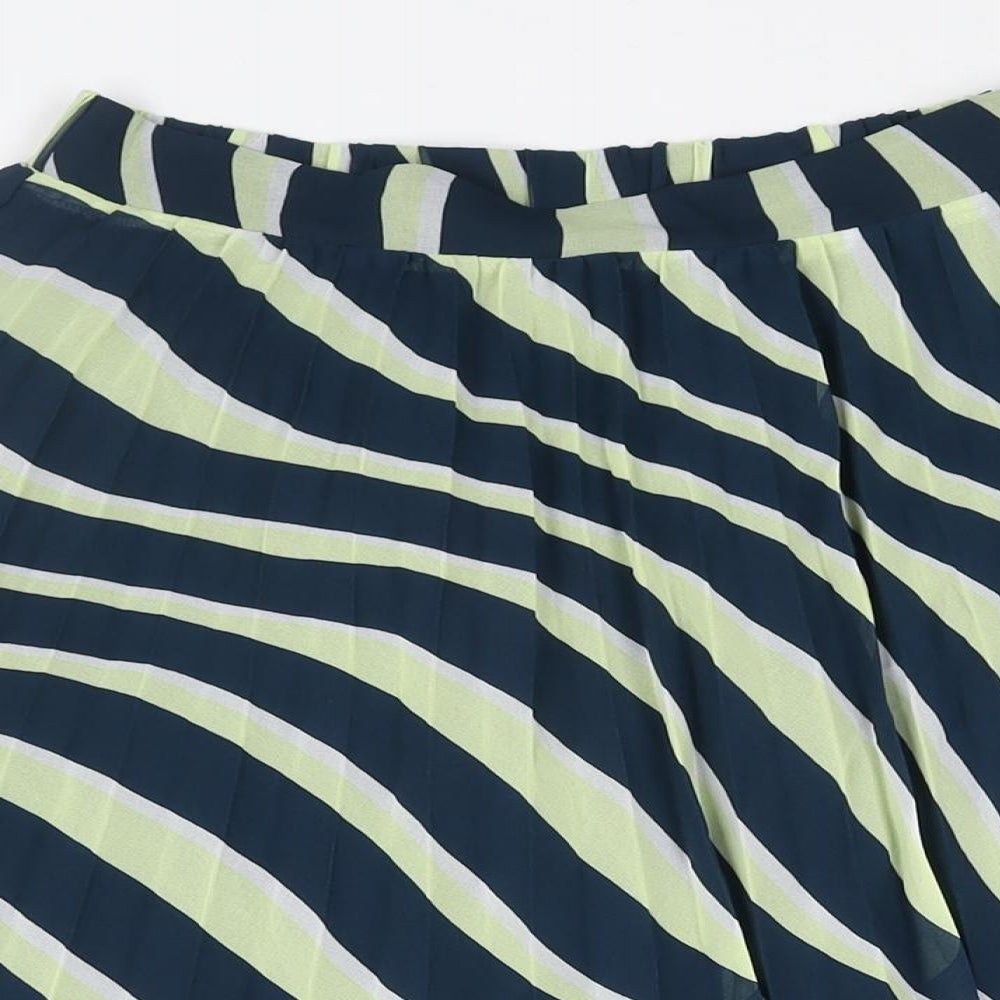 Marks and Spencer Womens Multicoloured Geometric Polyester Pleated Skirt Size 8