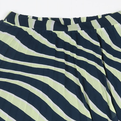 Marks and Spencer Womens Multicoloured Geometric Polyester Pleated Skirt Size 8