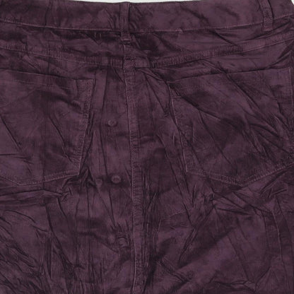 Marks and Spencer Womens Purple Cotton A-Line Skirt Size 12 Button