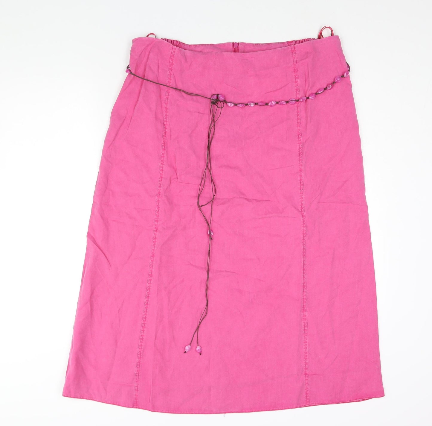 Ann Harvey Womens Pink Lyocell A-Line Skirt Size 18 Zip - Beaded Belt