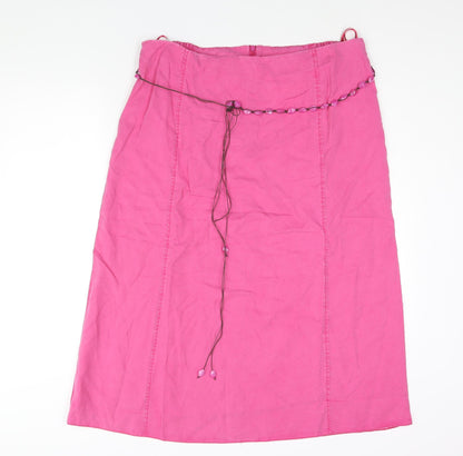 Ann Harvey Womens Pink Lyocell A-Line Skirt Size 18 Zip - Beaded Belt
