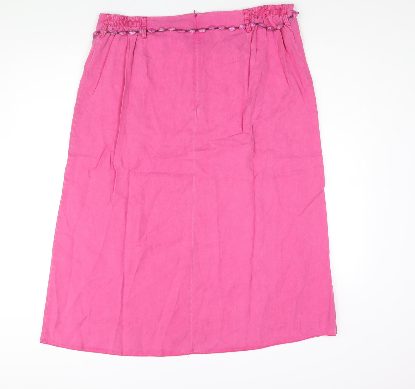 Ann Harvey Womens Pink Lyocell A-Line Skirt Size 18 Zip - Beaded Belt