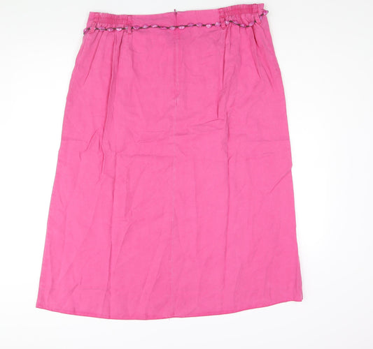 Ann Harvey Womens Pink Lyocell A-Line Skirt Size 18 Zip - Beaded Belt