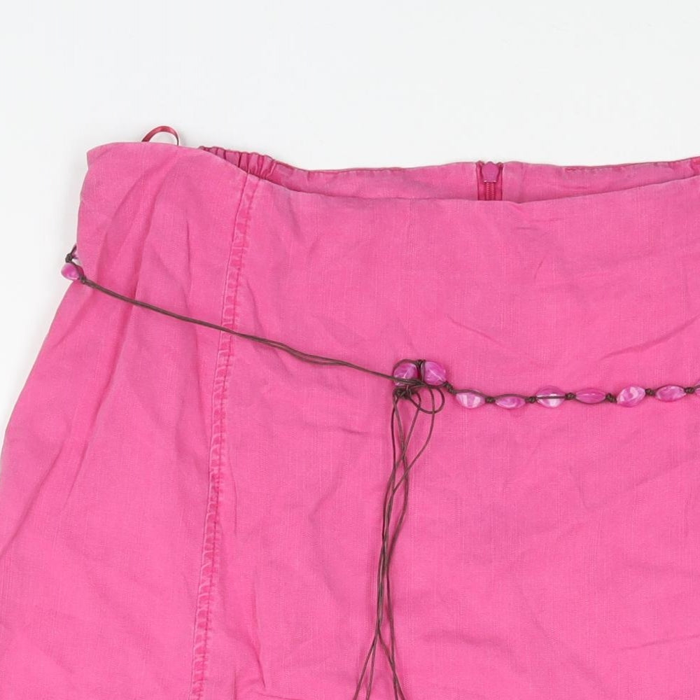 Ann Harvey Womens Pink Lyocell A-Line Skirt Size 18 Zip - Beaded Belt