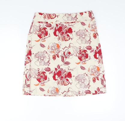 H&M Womens Multicoloured Floral Cotton A-Line Skirt Size 10 Zip