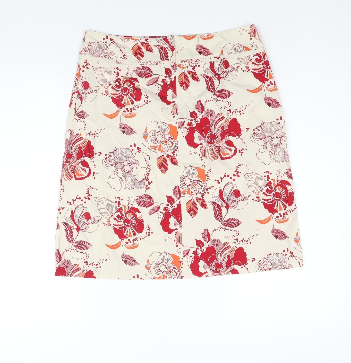 H&M Womens Multicoloured Floral Cotton A-Line Skirt Size 10 Zip