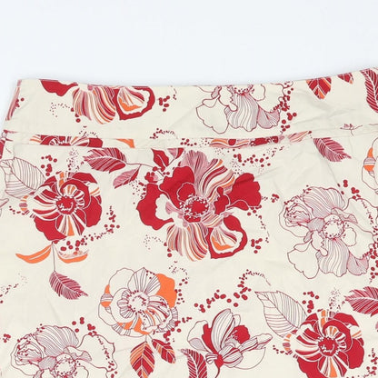 H&M Womens Multicoloured Floral Cotton A-Line Skirt Size 10 Zip