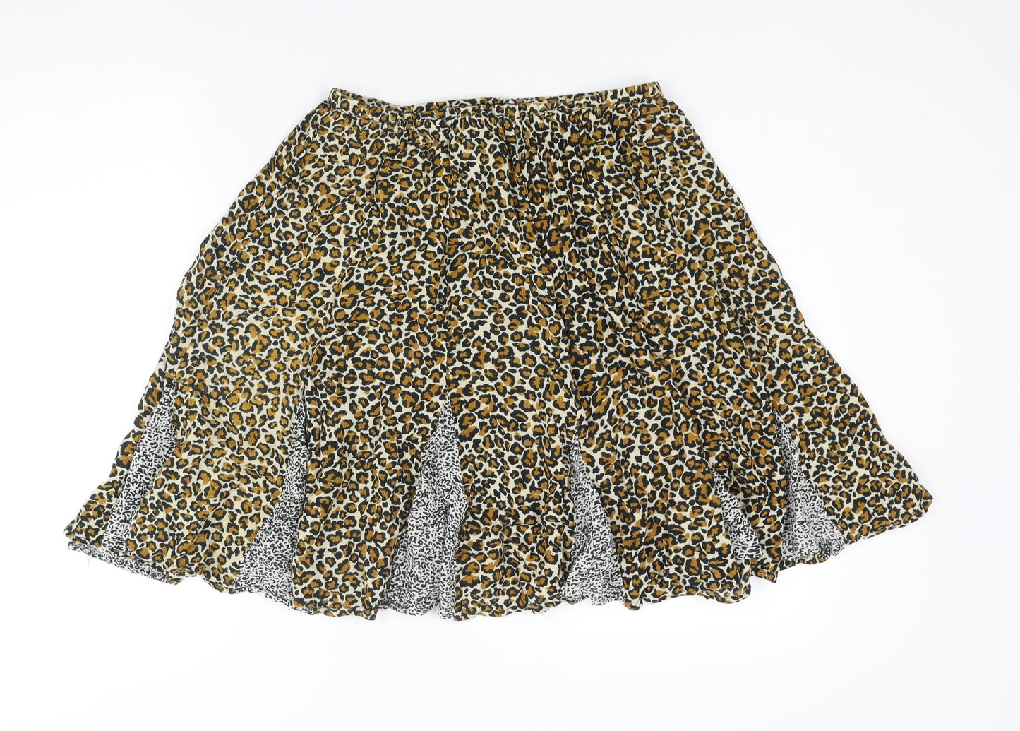 Apostrophe Womens Beige Animal Print Viscose Flare Skirt Size 6 - Size 6-8 Leopard Print