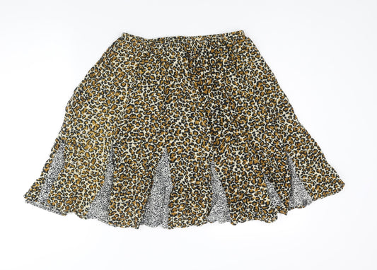 Apostrophe Womens Beige Animal Print Viscose Flare Skirt Size 6 - Size 6-8 Leopard Print