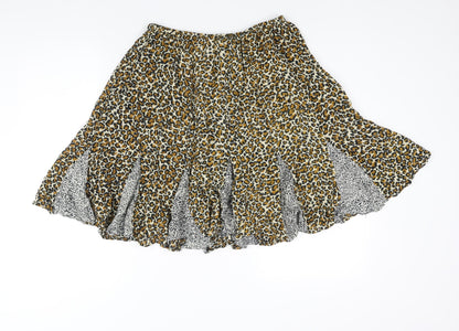 Apostrophe Womens Beige Animal Print Viscose Flare Skirt Size 6 - Size 6-8 Leopard Print