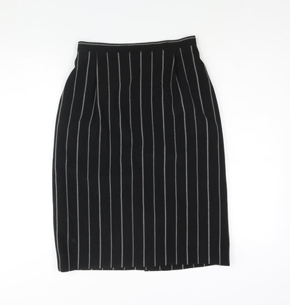 Precis Womens Black Striped Polyester Straight & Pencil Skirt Size 12 Zip