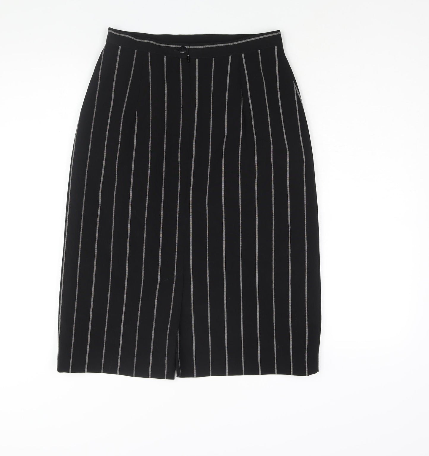 Precis Womens Black Striped Polyester Straight & Pencil Skirt Size 12 Zip