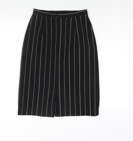 Precis Womens Black Striped Polyester Straight & Pencil Skirt Size 12 Zip