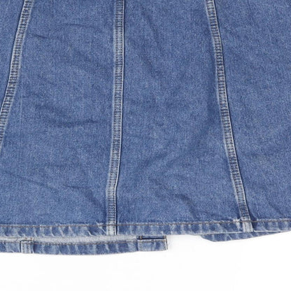 Divided by H&M Womens Blue Cotton A-Line Skirt Size 10 Button