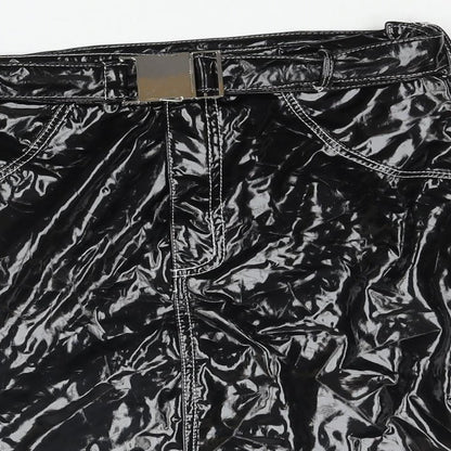 Missguided Womens Black Polyester Mini Skirt Size 6 Zip - Belted