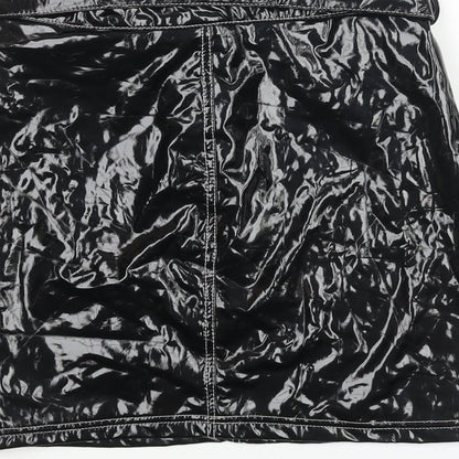 Missguided Womens Black Polyester Mini Skirt Size 6 Zip - Belted