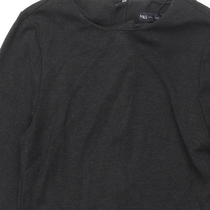 Marks and Spencer Womens Grey Viscose A-Line Size 12 Round Neck Zip