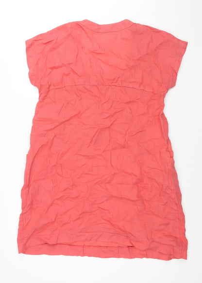 Carina Ricci Womens Pink Linen A-Line Size L Square Neck Pullover