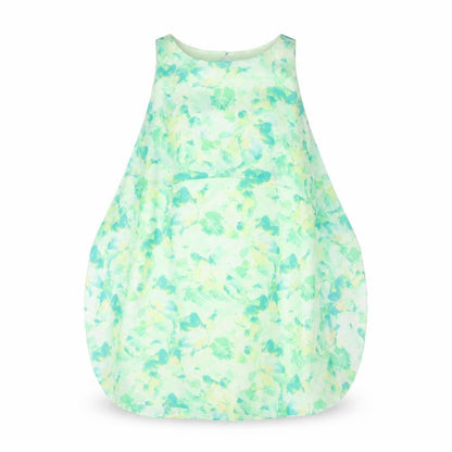 S.L. Fashions Womens Green Geometric Polyester A-Line Size 6 Round Neck Button