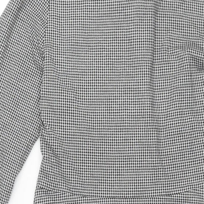 NEXT Womens Black Check Polyester A-Line Size 12 Collared Button