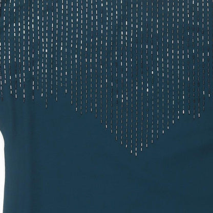 Wallis Womens Blue Polyester Shift Size M Boat Neck Pullover - Beading Detail