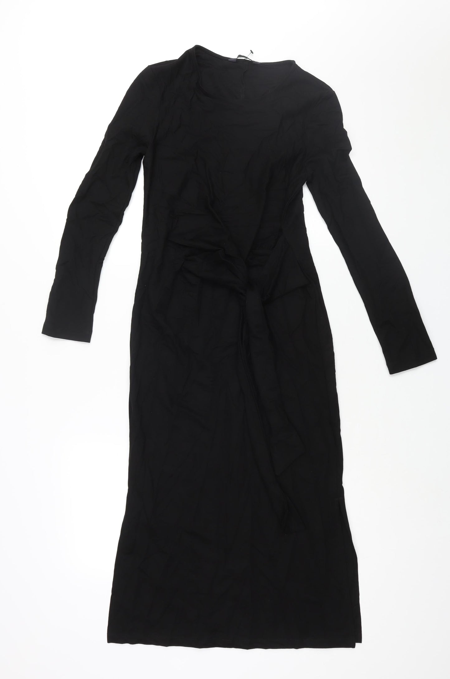 Marks and Spencer Womens Black Modal Sheath Size 6 Round Neck Pullover - Knot Detail