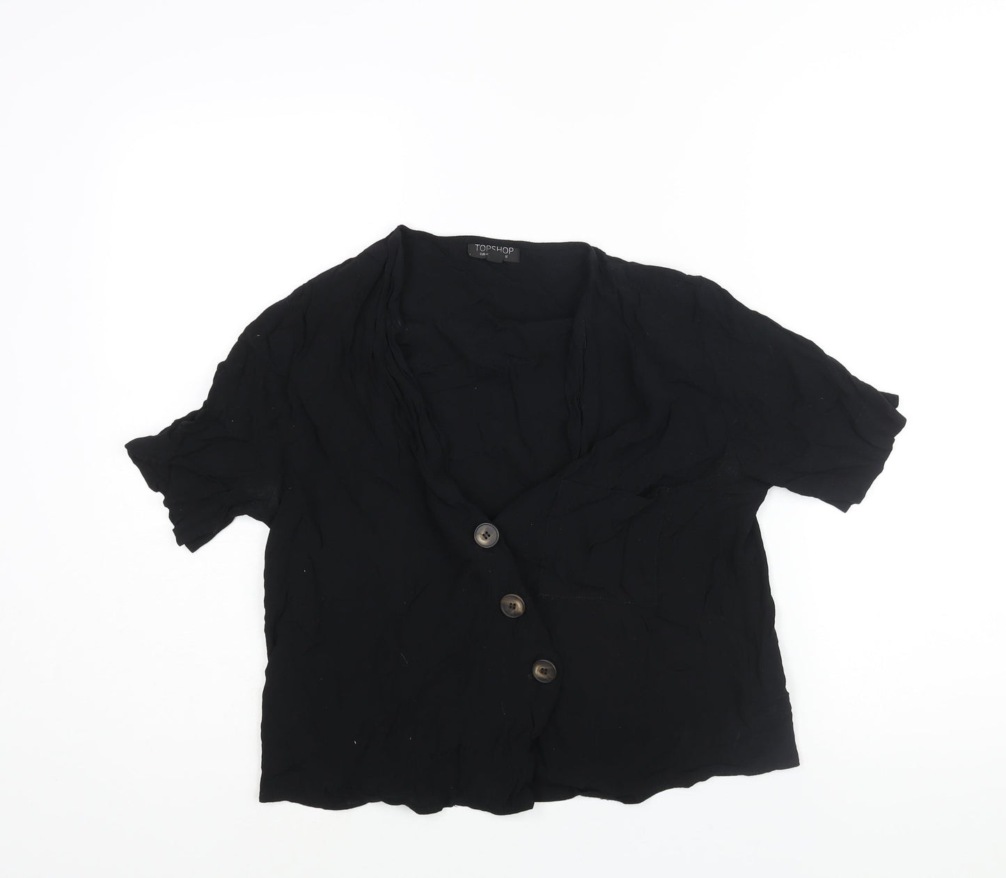 Womens UK Size 12 Topshop Black Basic Button-Up