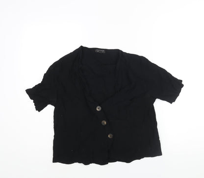 Womens UK Size 12 Topshop Black Basic Button-Up