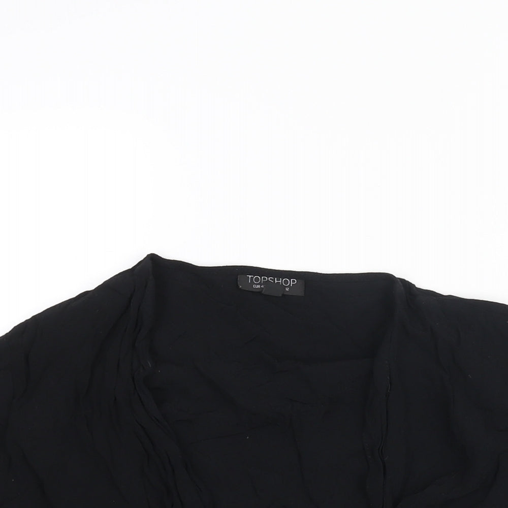 Womens UK Size 12 Topshop Black Basic Button-Up