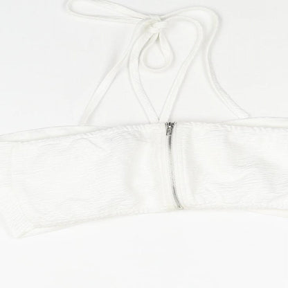 Womens UK Size 10 Ravi Famous White Cropped Blouse