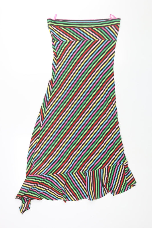 Pepe Jeans Womens Multicoloured Striped Cotton Shift Size M Square Neck Pullover - Rhinestone Detail