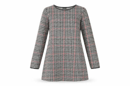 River Island Womens Black Houndstooth Polyester A-Line Size 10 Round Neck Pullover