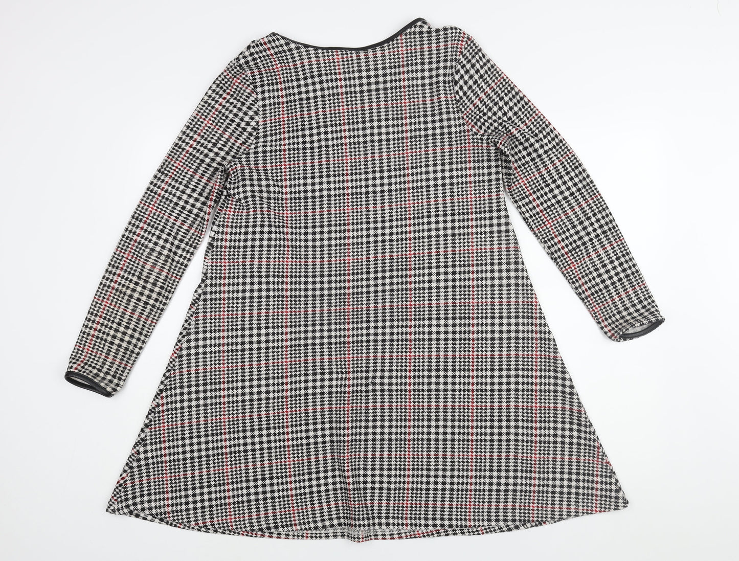 River Island Womens Black Houndstooth Polyester A-Line Size 10 Round Neck Pullover