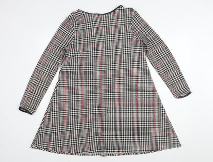 River Island Womens Black Houndstooth Polyester A-Line Size 10 Round Neck Pullover