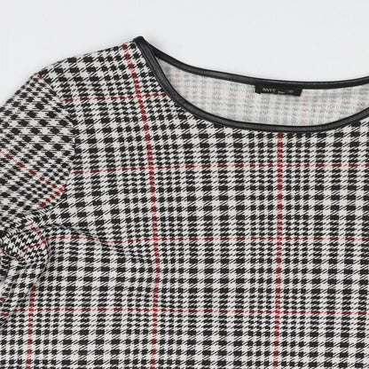 River Island Womens Black Houndstooth Polyester A-Line Size 10 Round Neck Pullover