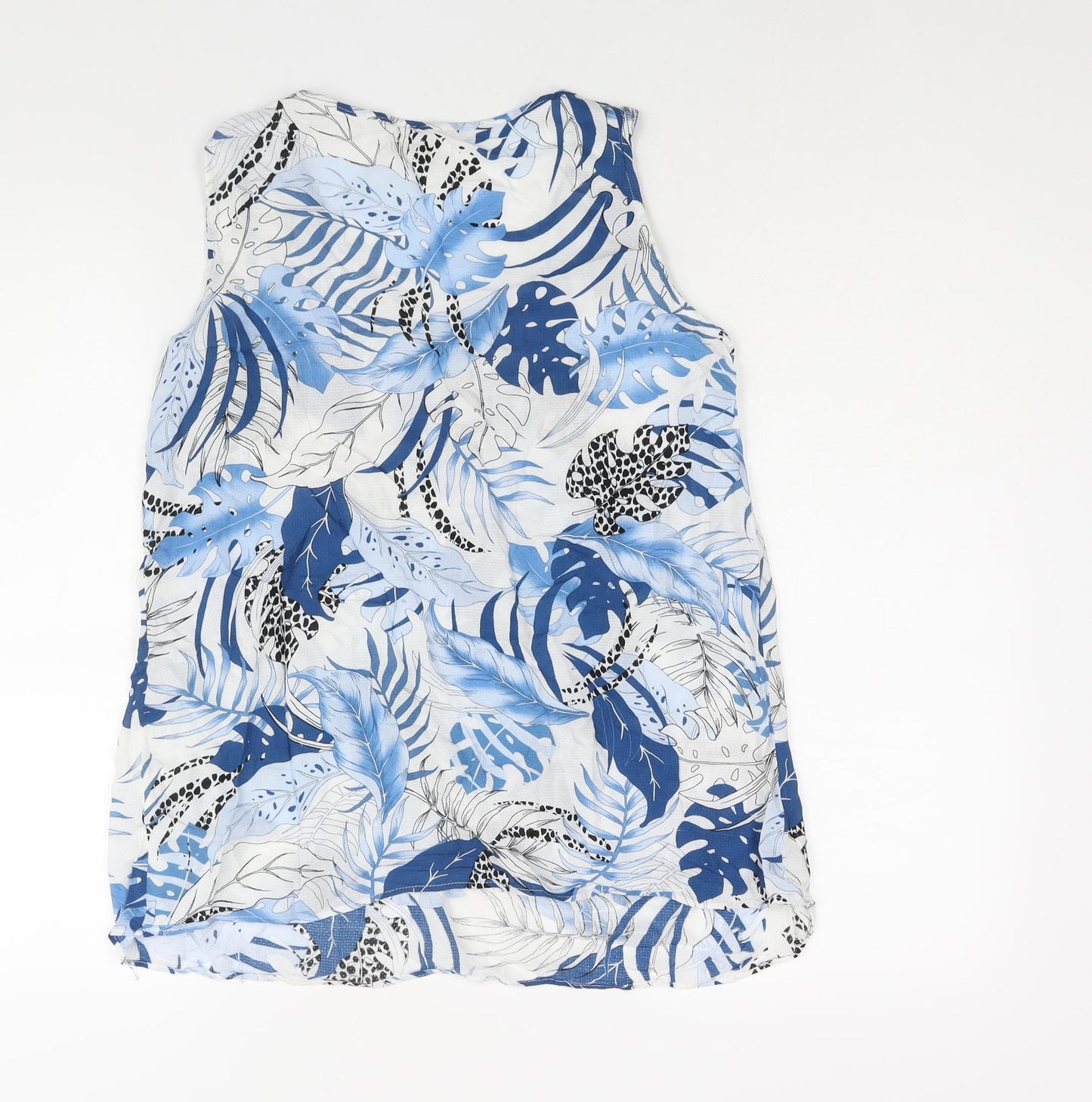 Rockmans Womens Blue Geometric Viscose Camisole Blouse Size 8 Scoop Neck - Leaf Print