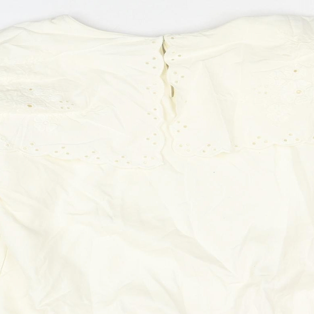 Juniors Girls Ivory Cotton Pullover Sweatshirt Size 10-11 Years Button