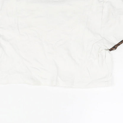 Divided by H&M Womens White Cotton Cropped T-Shirt Size M Round Neck - Butterfly Print