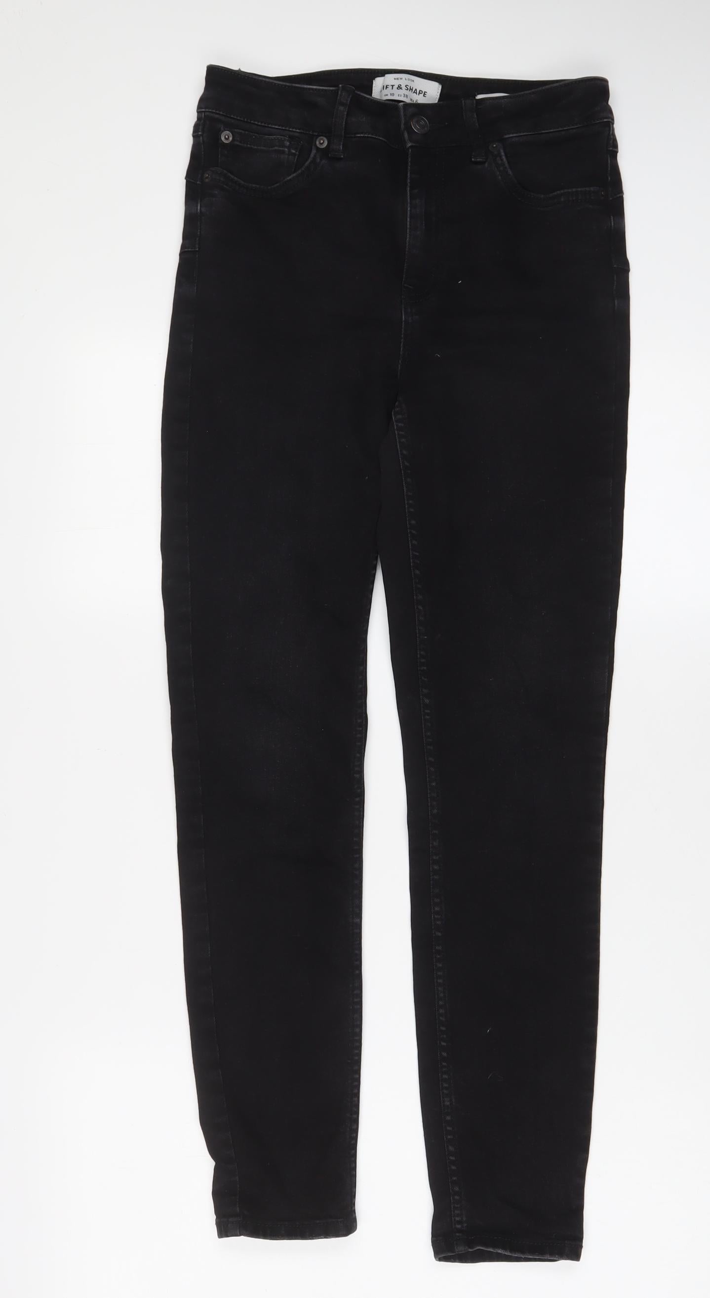 New Look Womens Black Cotton Skinny Jeans Size 10 L29 in Regular Zip - Pockets