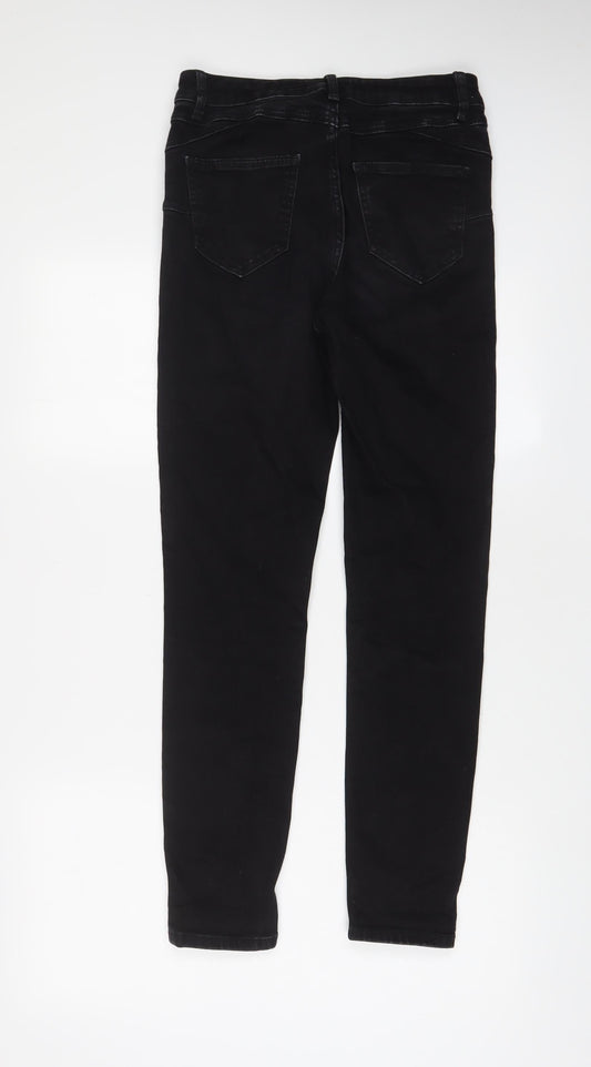 New Look Womens Black Cotton Skinny Jeans Size 10 L29 in Regular Zip - Pockets