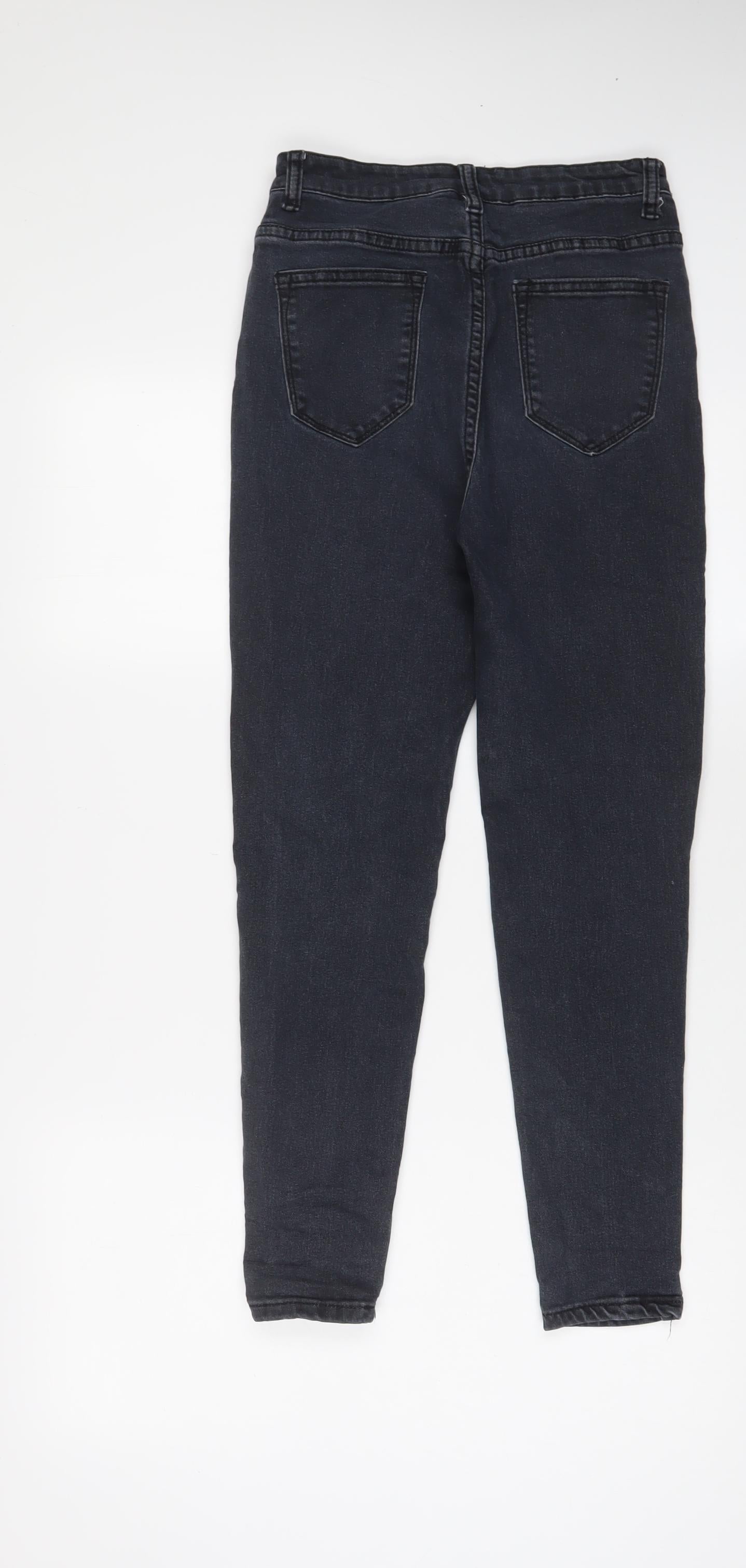 PRETTYLITTLETHING Womens Grey Cotton Skinny Jeans Size 6 L26 in Regular Zip